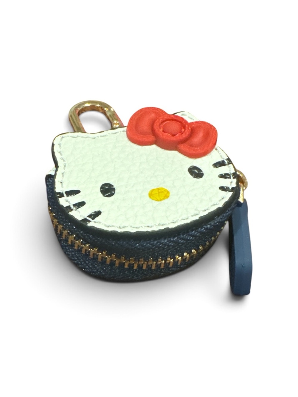 Hello Kitty White Face Coin Pouch with Red Bow and Navy Base